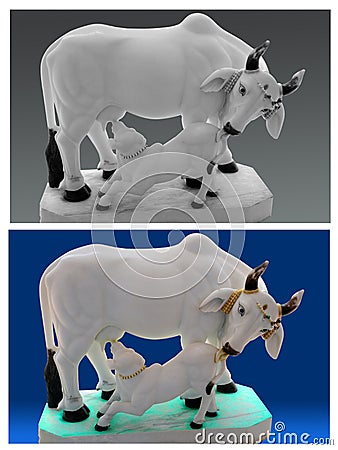 Cow and calf statue . Stock Photo
