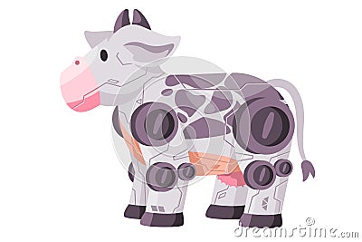 Cow cattle robot animal robotic creature machine futuristic cyborg illustration graphic Vector Illustration