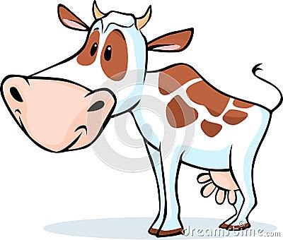 Cow character standing isolated on white background - vector Vector Illustration