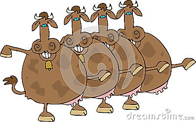 Cow Chorus Line Vector Illustration