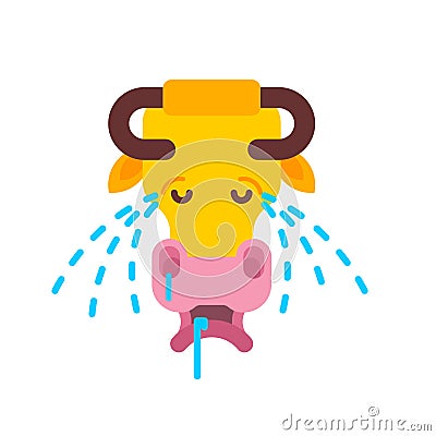 Cow crying head isolated. beefs weep tears. Cartoon style vector Vector Illustration