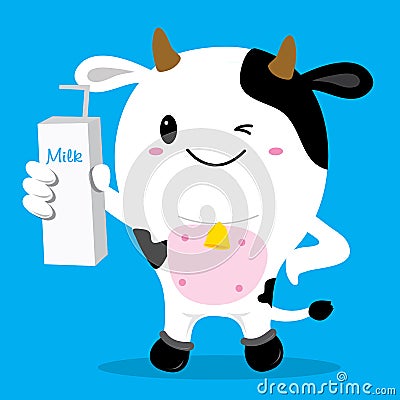 Cow Cute Character Cartoon Design Vector Vector Illustration