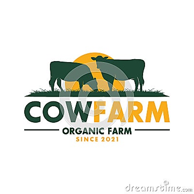 Cow farm Logo. Vintage Cattle Angus Beef logo design vector Vector Illustration