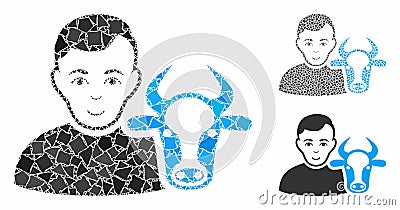 Cow farmer Composition Icon of Uneven Items Stock Photo