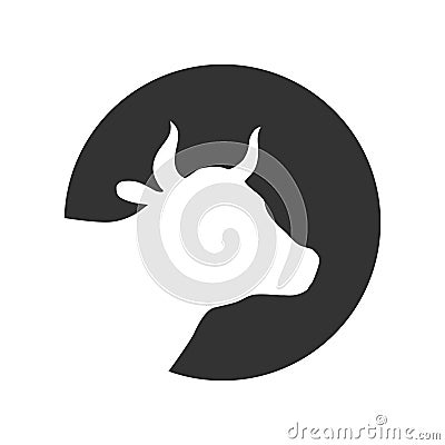 Cow graphic icon in the circle Cartoon Illustration