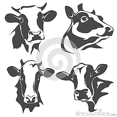 Cow head portrait Vector Illustration