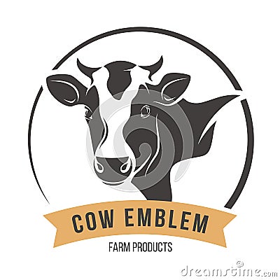 Cow head silhouette emblem label. Vector illustration. Vector Illustration