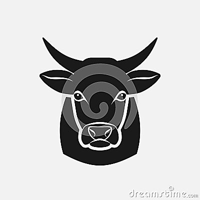 Cow head silhouette. Farm animal icon Vector Illustration