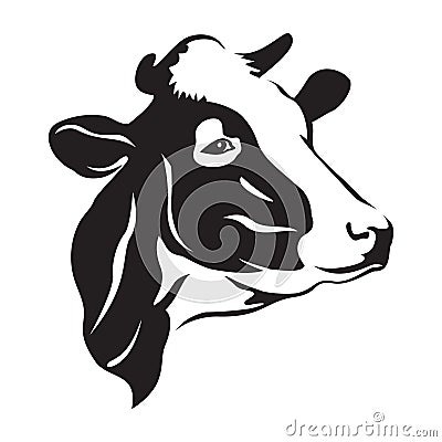 Cow head stylized symbol, cow portrait. Silhouette of farm animal Vector Illustration