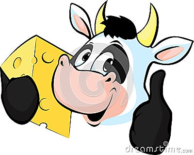 Cow hold Cheese - Vector illustration Vector Illustration