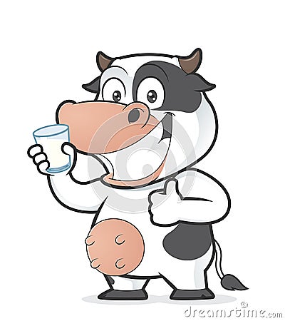 Cow holding glass of milk Vector Illustration