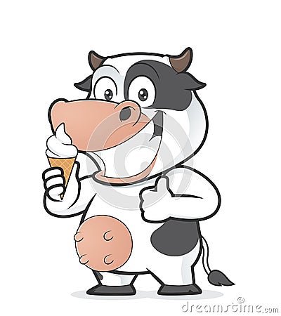 Cow holding an ice cream Vector Illustration