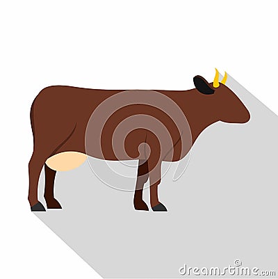 Cow icon, flat style Vector Illustration