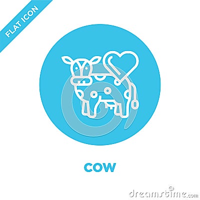 cow icon vector from charity elements collection. Thin line cow outline icon vector illustration. Linear symbol for use on web Vector Illustration