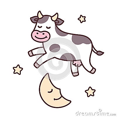 Cow jumping over moon Vector Illustration