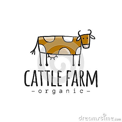 Cow Logo Design, Milk Farm concept. Fresh organic meat farmer products Vector Illustration