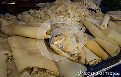 Cow meat skin exotic food photo taken in bogor jakarta indonesia Stock Photo