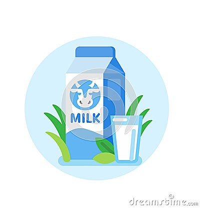 Cow milk carton Vector Illustration