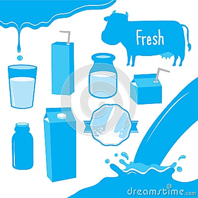 Cow Milk Packaging Blue Icon Cartoon Vector Design Vector Illustration