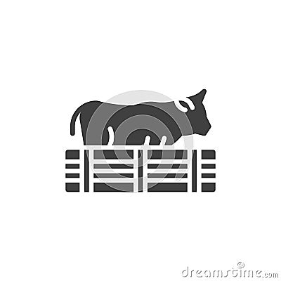 Cow in paddock vector icon Vector Illustration