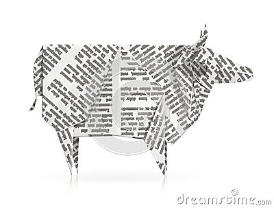 Cow. Paper origami toy. Handmade product. Vector Illustration