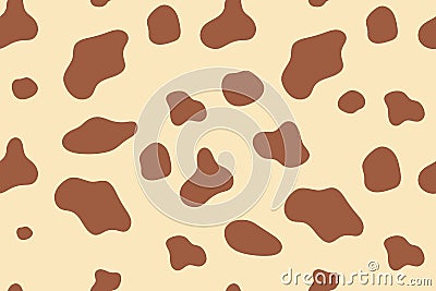 Cow pattern. Dalmatian seamless patches. Animal skin color with brown spots on a beige background. Vector Illustration