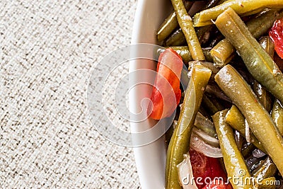 Cow Peas Salad with olive oil tomato and onions / Borulce salatasi Stock Photo