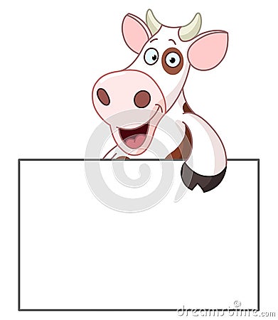 Cow with sign Vector Illustration