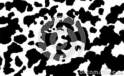 Cow skin texture, black and white spot repeated seamless pattern. Animal print dalmatian dog stains Vector Illustration