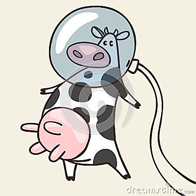 Cow in space Vector Illustration