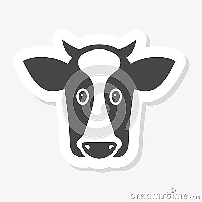 Cow sticker, Cow head icon, Cow logo Vector Illustration