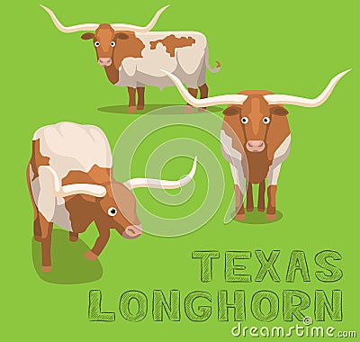 Cow Texas Longhorn Cartoon Vector Illustration Vector Illustration