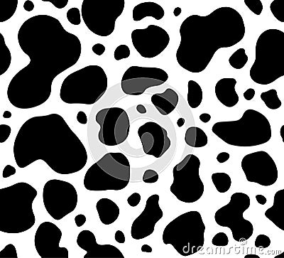 Cow texture pattern repeated seamless black white animal spot Vector Illustration