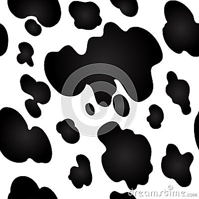 Cow texture pattern repeated seamless black and white lactic chocolate animal jungle print spot skin fur Vector Illustration