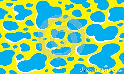 Cow texture pattern repeated seamless blue and yellow spot skin fur Vector Illustration