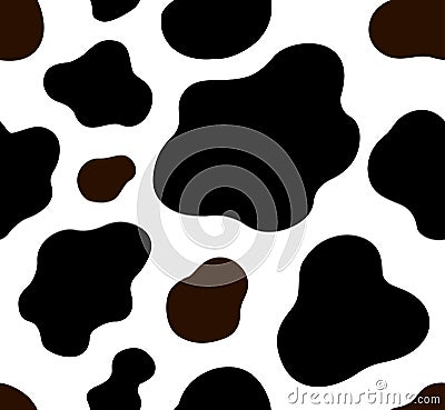 Cow texture pattern repeated seamless brown black and white lactic chocolate animal jungle print spot skin fur milk day Vector Illustration