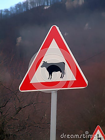 Cow traffic sign Stock Photo