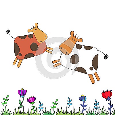 Cow vector farm dairy animal illustration cattle cartoon mammal Vector Illustration