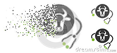 Disintegrating Dotted Halftone Cow Veterinary Icon Vector Illustration