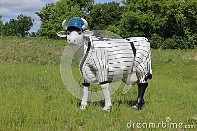 A Cow wearing a Baseball Uniform Editorial Stock Photo