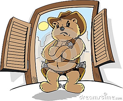 Cowboy Bear Vector Illustration