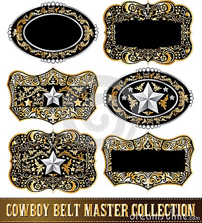 Cowboy belt buckle vector collection set design Vector Illustration