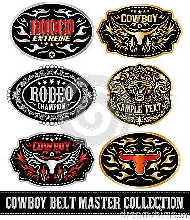 Cowboy belt buckle vector master collection set design Vector Illustration