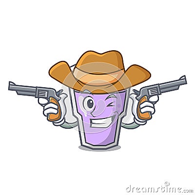 Cowboy berry smoothie character cartoon Vector Illustration