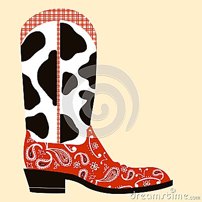 Cowboy boot decoration.Western symbol Vector Illustration