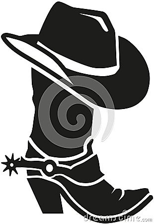 Cowboy boot with hat Vector Illustration