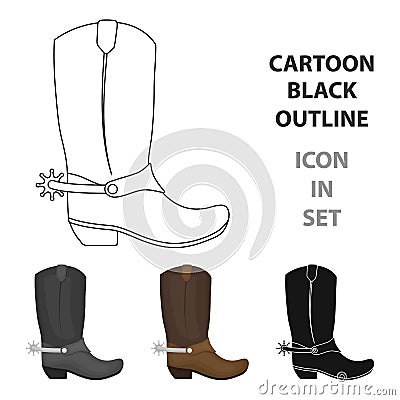 Cowboy boots icon in cartoon style on white background. Rodeo symbol stock vector illustration. Vector Illustration