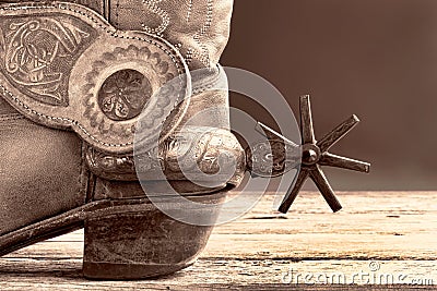 Cowboy Boots with Mexican Spurs Stock Photo