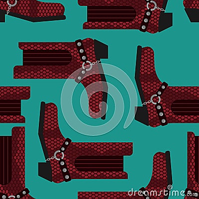 Cowboy boots pattern. Australian shoes background. Western cloth Vector Illustration