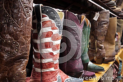 Cowboy boots: stars and stripes flag Stock Photo